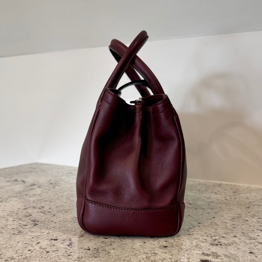 Ralph Lauren Small Ricky Leather Top Handle Bag - Bordeaux - Picture 4 of 12